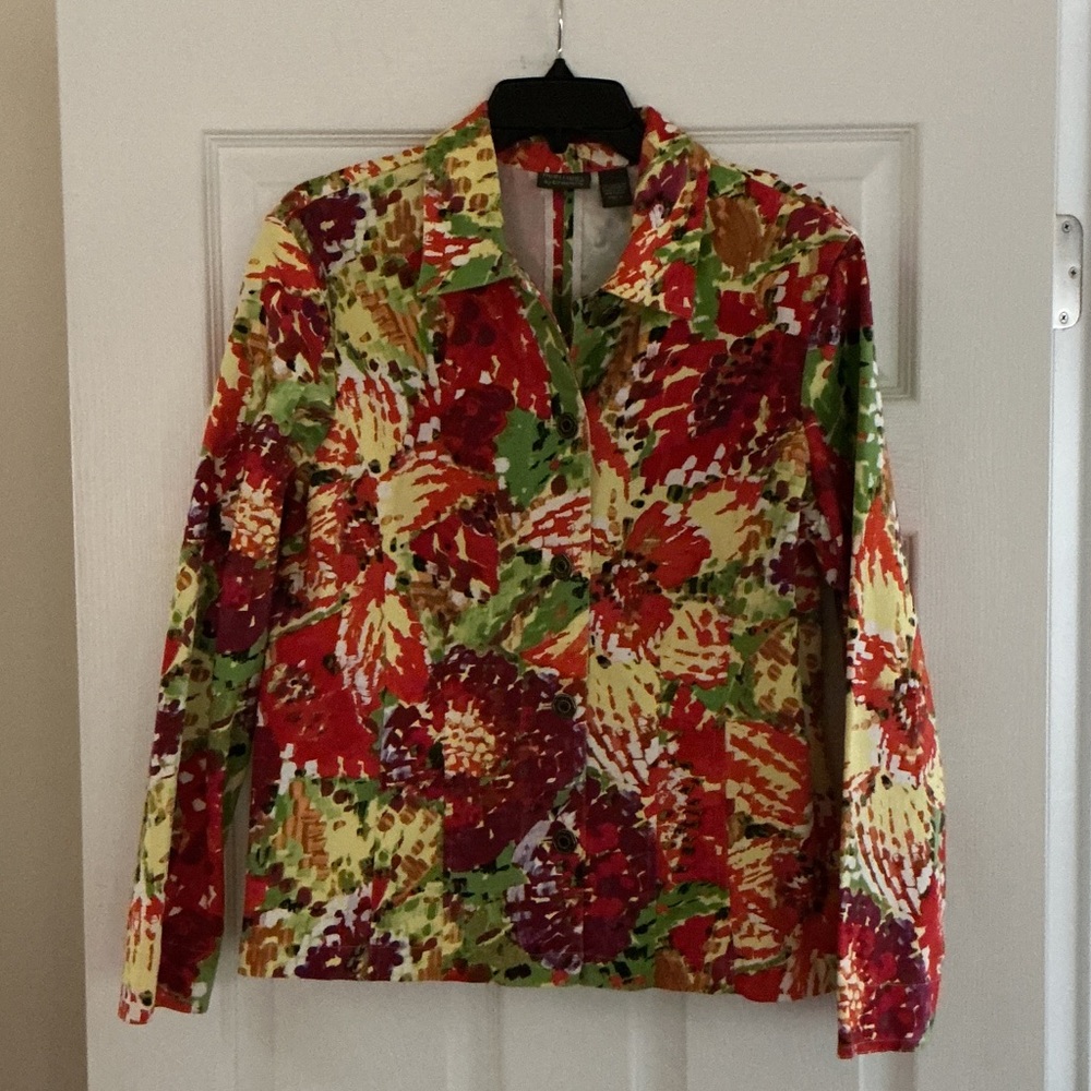 Chico's Additions Multicolor Floral Jacket